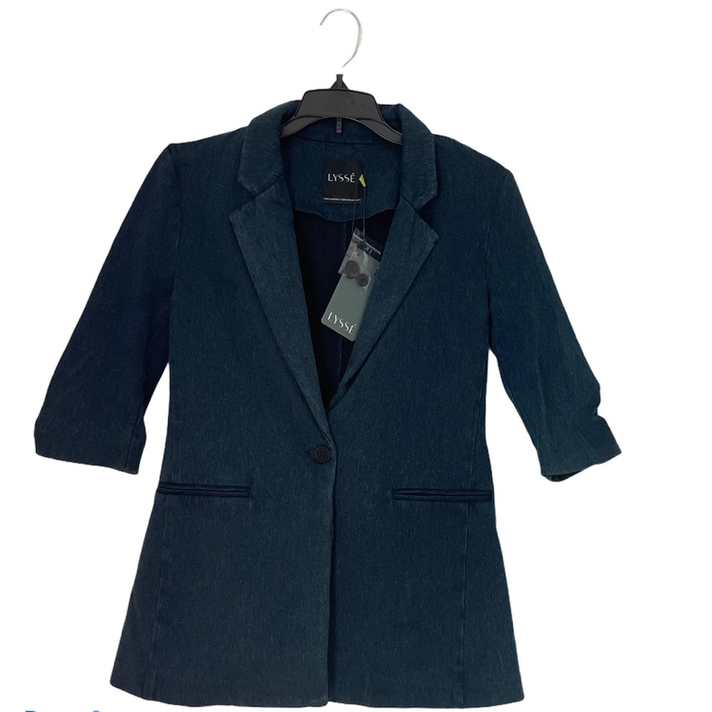 Lysse Womens Demin Indigo Chambray Blazer Jacket NWT Size Small